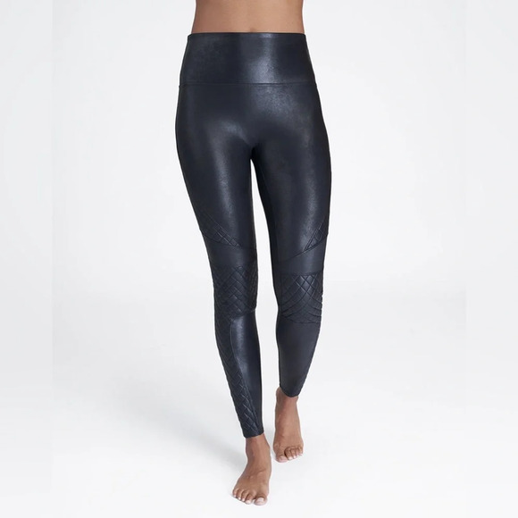 Spanx Faux Leather Quilted Leggings In Very Black Size Medium - Picture 11 of 11